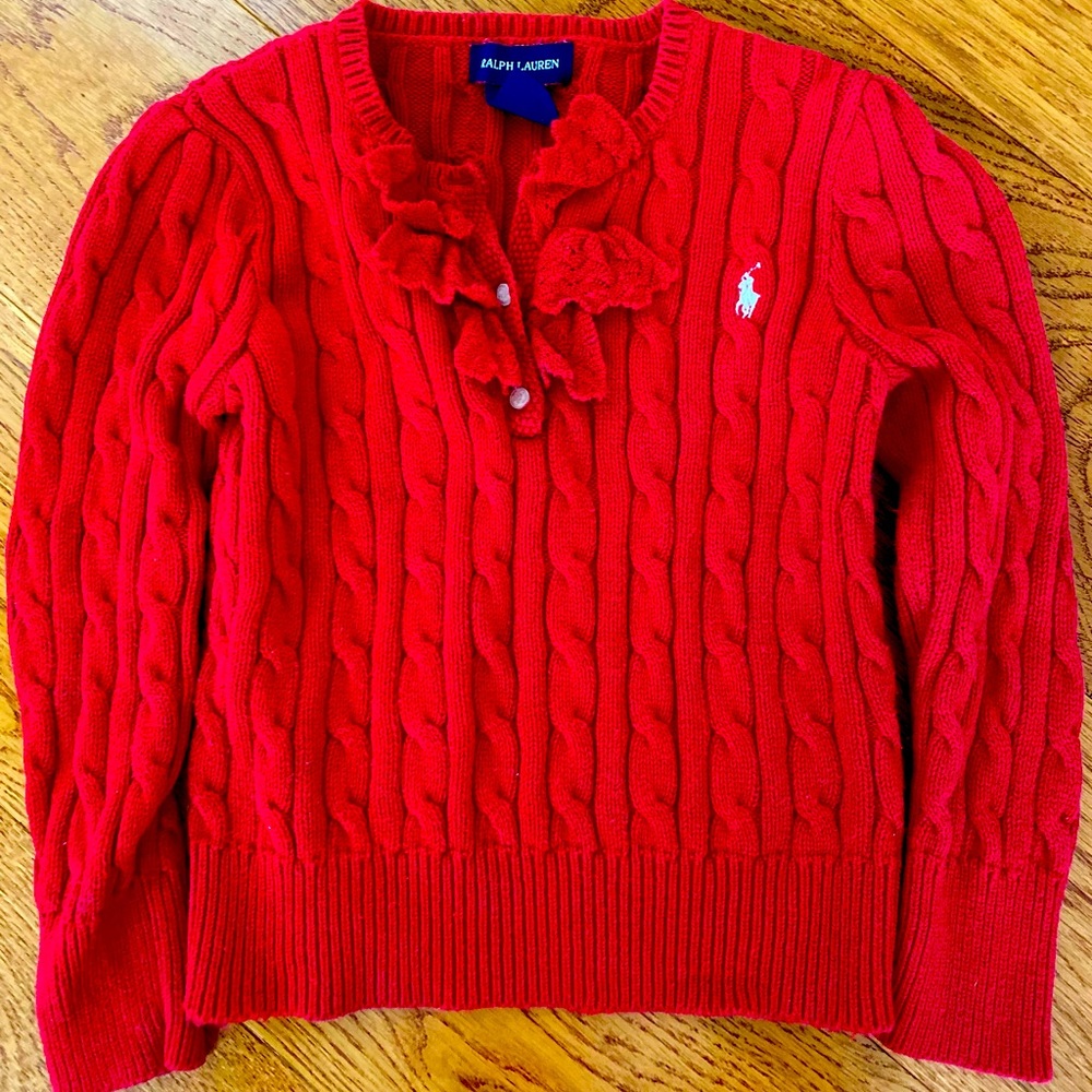 Ralph Lauren Cable Cotton Cardigan, Size 5